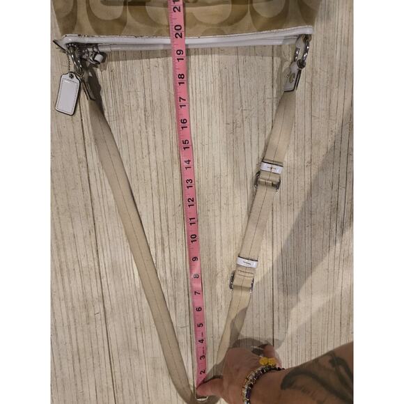 Coach Signature C Beige Canvas Crossbody Bag Women's Adjustable Strap - Picture 11 of 14